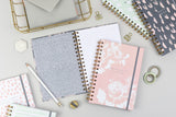 Grey and Blush Floral Luxe Hardback Notebook